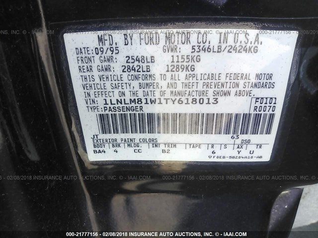 1LNLM81W1TY618013 - 1996 LINCOLN TOWN CAR EXECUTIVE PURPLE photo 9