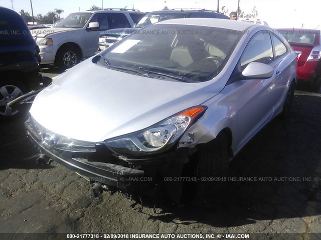 KMHDH6AE2DU011664 - 2013 HYUNDAI ELANTRA COUPE GS/SE SILVER photo 2