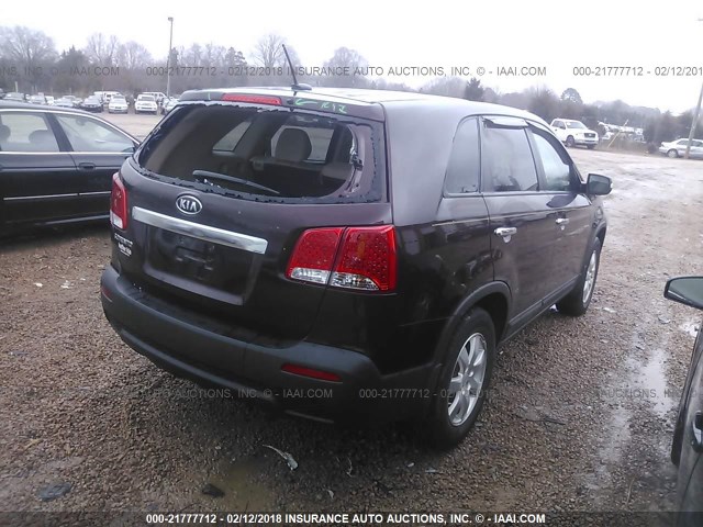 5XYKT3A14BG136198 - 2011 KIA SORENTO LX MAROON photo 4