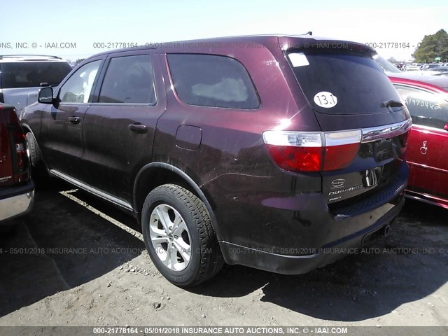 1C4RDJAG0CC193217 - 2012 DODGE DURANGO SXT MAROON photo 3