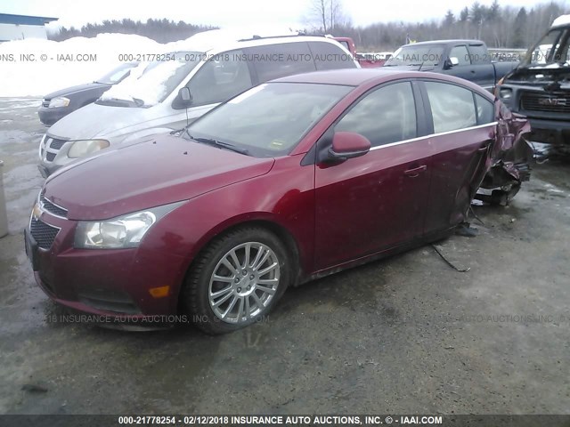 1G1PK5SC1C7140124 - 2012 CHEVROLET CRUZE ECO MAROON photo 2