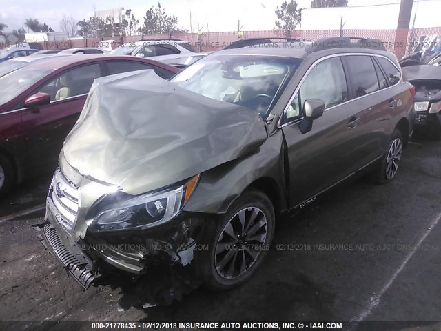 4S4BSANC0H3245737 - 2017 SUBARU OUTBACK 2.5I LIMITED GREEN photo 2