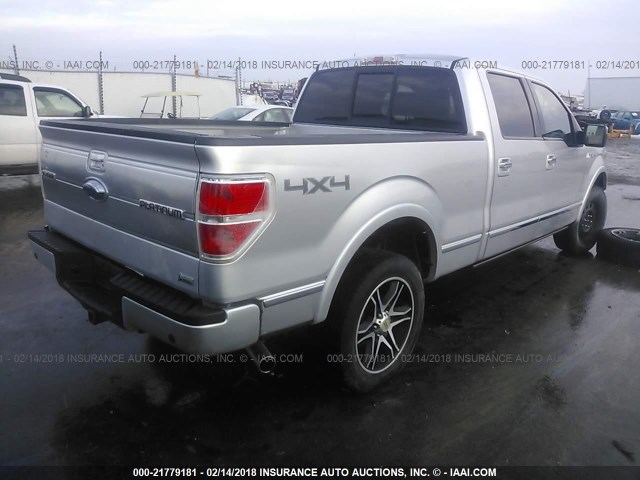 1FTFW1EV5AFB94185 - 2010 FORD F150 SUPERCREW SILVER photo 4