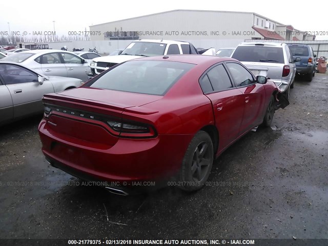 2C3CDXBG6FH795679 - 2015 DODGE CHARGER SE RED photo 4