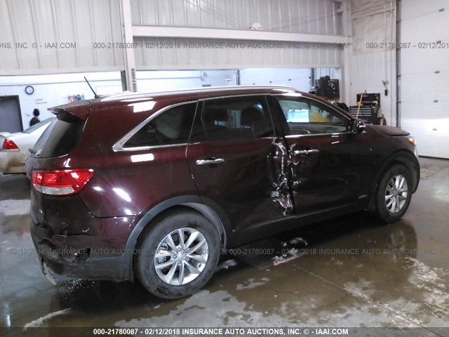 5XYPGDA38HG299284 - 2017 KIA SORENTO LX/L MAROON photo 4