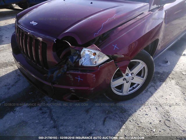 1J8FT47097D261167 - 2007 JEEP COMPASS RED photo 6