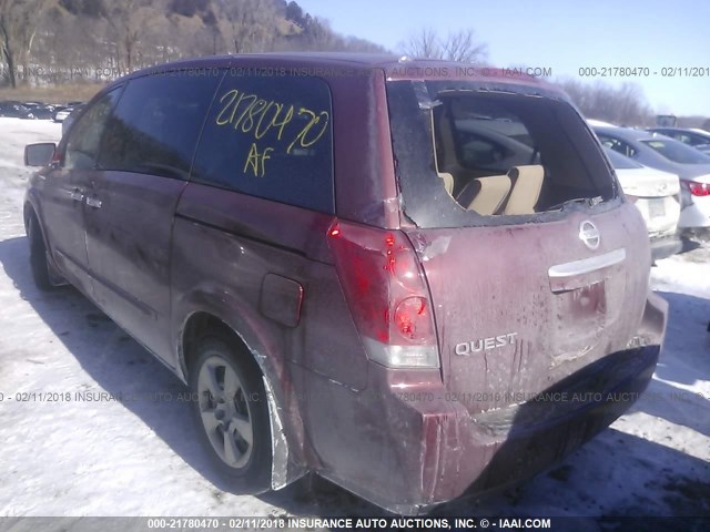 5N1BV28UX8N108052 - 2008 NISSAN QUEST S/SE/SL RED photo 3