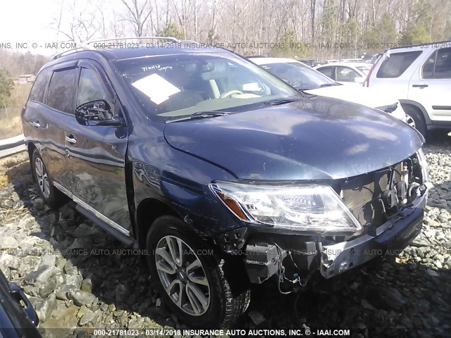 5N1AR2MN5DC676293 - 2013 NISSAN PATHFINDER S/SV/SL/PLATINUM 蓝色 照片 1