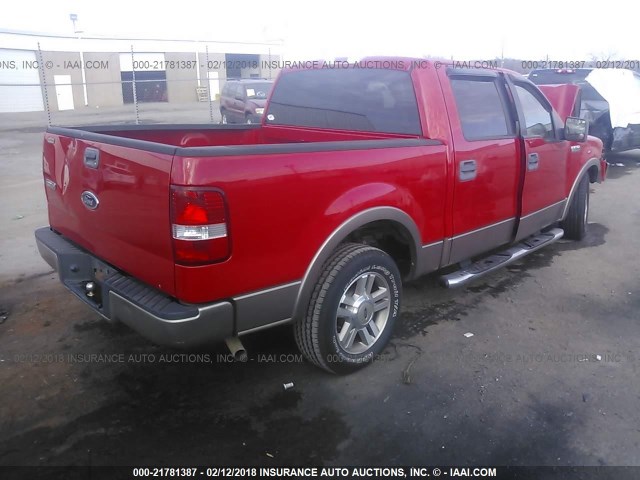 1FTPW12565KF08495 - 2005 FORD F150 SUPERCREW RED photo 4