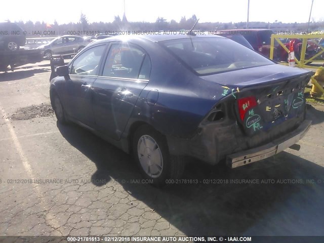 JHMFA36268S001721 - 2008 HONDA CIVIC HYBRID BLUE photo 3