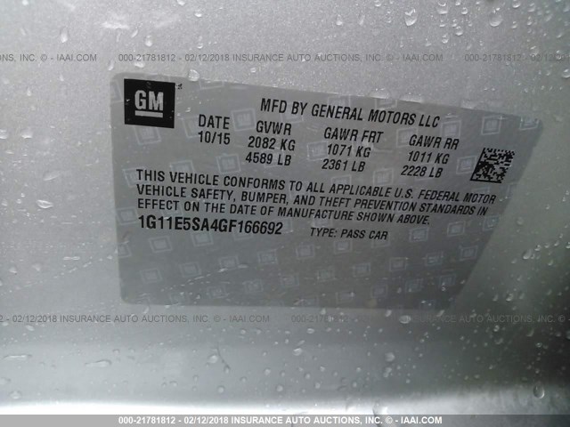 1G11E5SA4GF166692 - 2016 CHEVROLET MALIBU LIMITED LTZ Boz foto 9