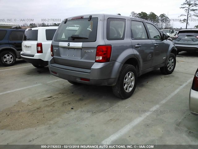 4F2CZ02Z58KM19556 - 2008 MAZDA TRIBUTE I GRAY photo 4