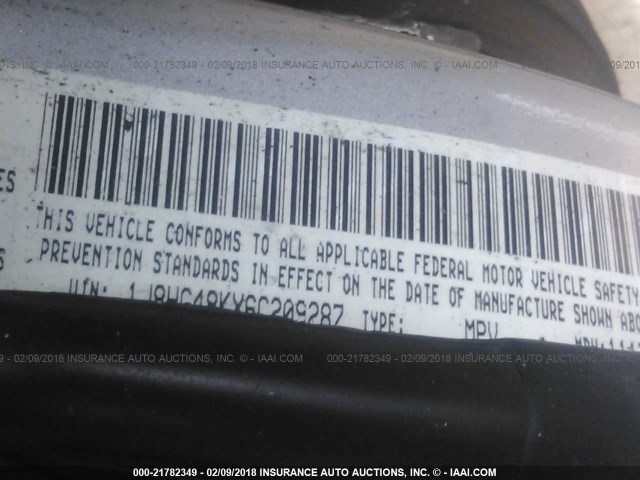 1J8HG48KX6C209287 - 2006 JEEP COMMANDER SILVER photo 9