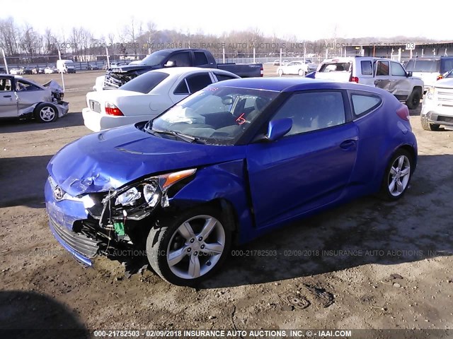 KMHTC6AD0EU204074 - 2014 HYUNDAI VELOSTER BLUE photo 2