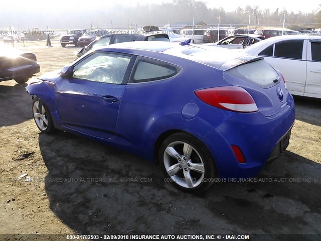 KMHTC6AD0EU204074 - 2014 HYUNDAI VELOSTER BLUE photo 3