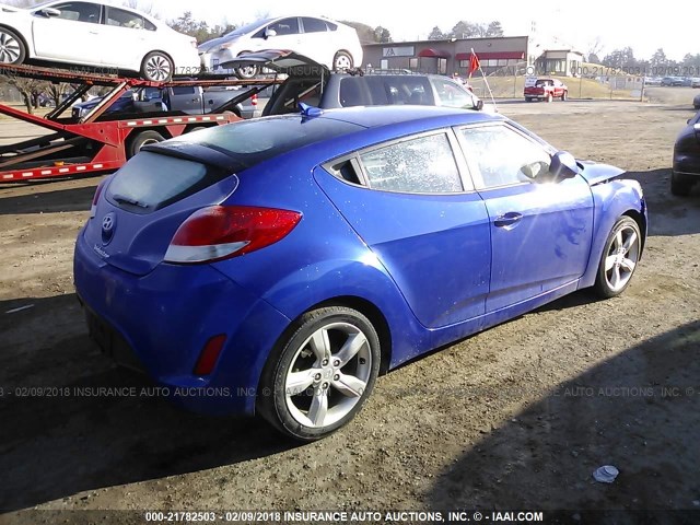 KMHTC6AD0EU204074 - 2014 HYUNDAI VELOSTER BLUE photo 4