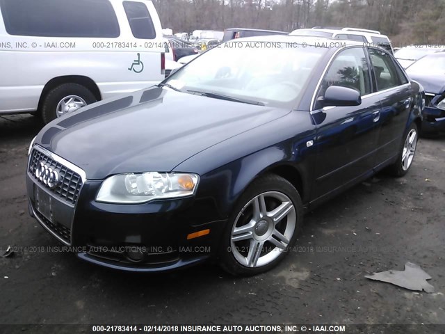 WAUDF78E58A076311 - 2008 AUDI A4 2.0T QUATTRO BLUE photo 2