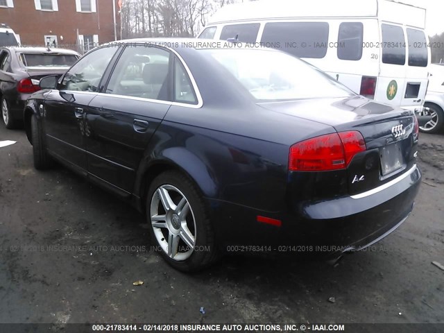 WAUDF78E58A076311 - 2008 AUDI A4 2.0T QUATTRO BLUE photo 3