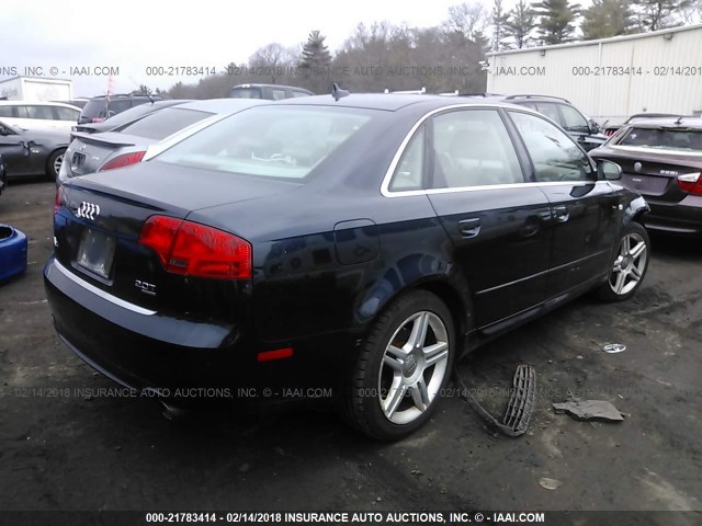 WAUDF78E58A076311 - 2008 AUDI A4 2.0T QUATTRO BLUE photo 4