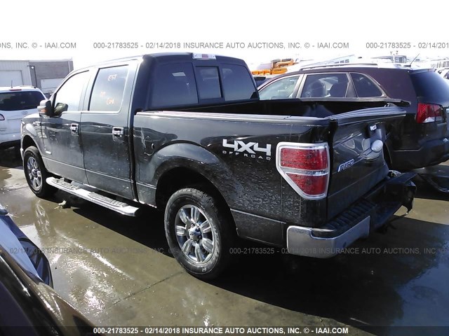 1FTFW1ET9BKD91805 - 2011 FORD F150 SUPERCREW BLACK photo 3