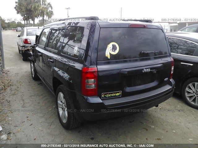 1C4NJPFB7ED671153 - 2014 JEEP PATRIOT LATITUDE Dark Blue photo 3