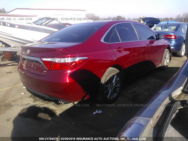 4T1BF1FK8GU601581 - 2016 TOYOTA CAMRY LE/XLE/SE/XSE RED photo 4