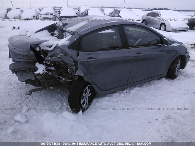 KMHCT4AE7EU686636 - 2014 HYUNDAI ACCENT GLS/GS GRAY photo 4