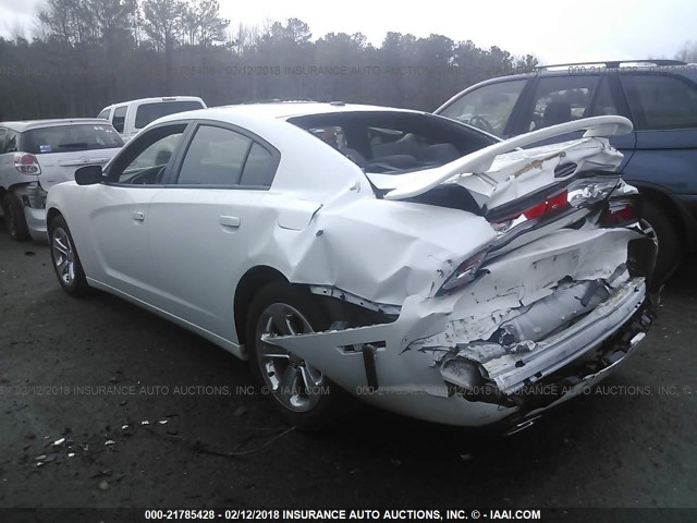 2C3CDXHG5DH542597 - 2013 DODGE CHARGER SXT WHITE photo 3