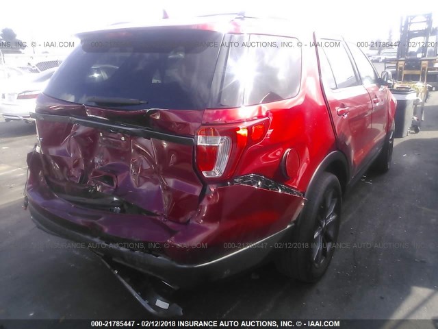 1FM5K7D86HGA60775 - 2017 FORD EXPLORER XLT RED photo 4