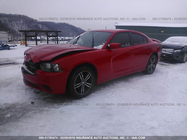 2C3CDXDT7EH180857 - 2014 DODGE CHARGER R/T RED photo 2