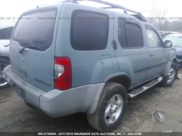 5N1ED28Y41C511187 - 2001 NISSAN XTERRA XE/SE TEAL photo 4