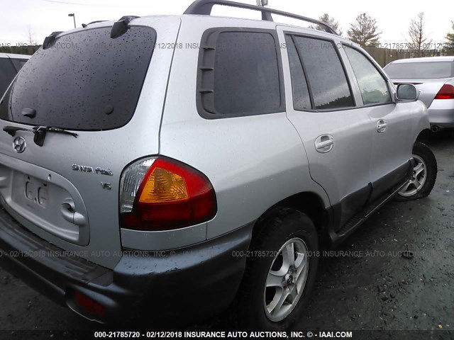 KM8SC13D04U578601 - 2004 HYUNDAI SANTA FE GLS/LX SILVER photo 4