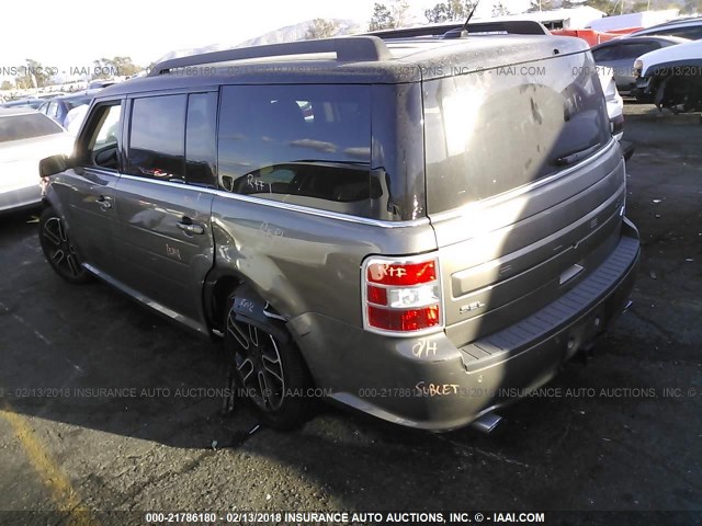 2FMGK5C82EBD00244 - 2014 FORD FLEX SEL GRAY photo 3