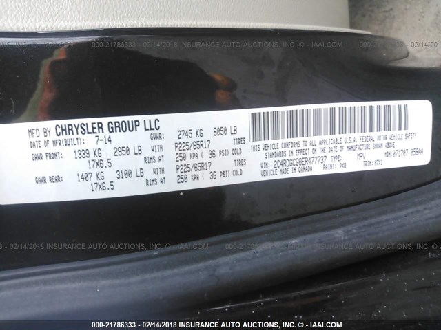 2C4RDGCG8ER477737 - 2014 DODGE GRAND CARAVAN SXT BLUE photo 9