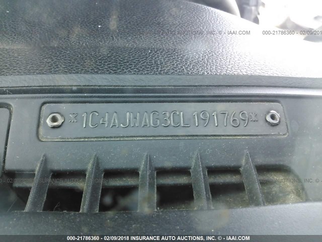 1C4AJWAG3CL191769 - 2012 JEEP WRANGLER SPORT 黑色 照片 9