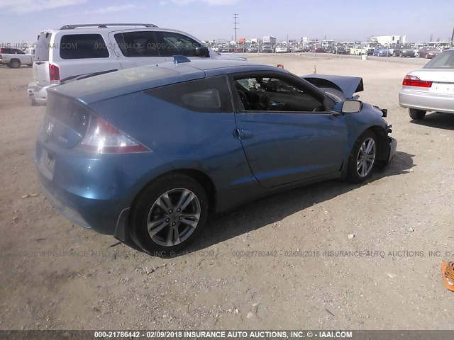 JHMZF1D62DS002805 - 2013 HONDA CR-Z EX BLUE photo 4