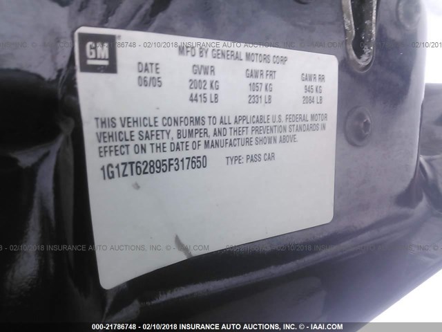 1G1ZT62895F317650 - 2005 CHEVROLET MALIBU MAXX LS BLACK photo 9