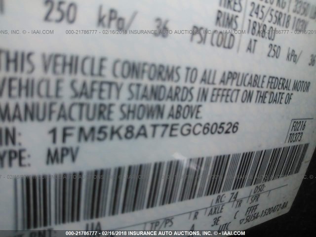 1FM5K8AT7EGC60526 - 2014 FORD EXPLORER POLICE INTERCEPTOR BLACK photo 9