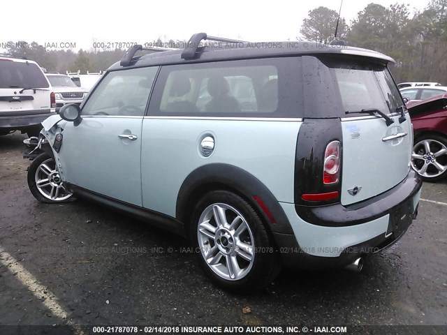 WMWZG3C59CTY37518 - 2012 MINI COOPER S CLUBMAN Light Blue photo 3