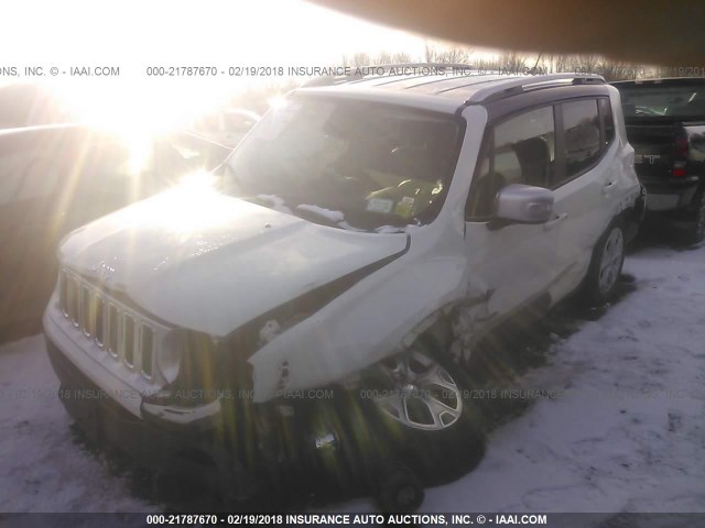 ZACCJBDT2FPC43788 - 2015 JEEP RENEGADE LIMITED WHITE photo 2