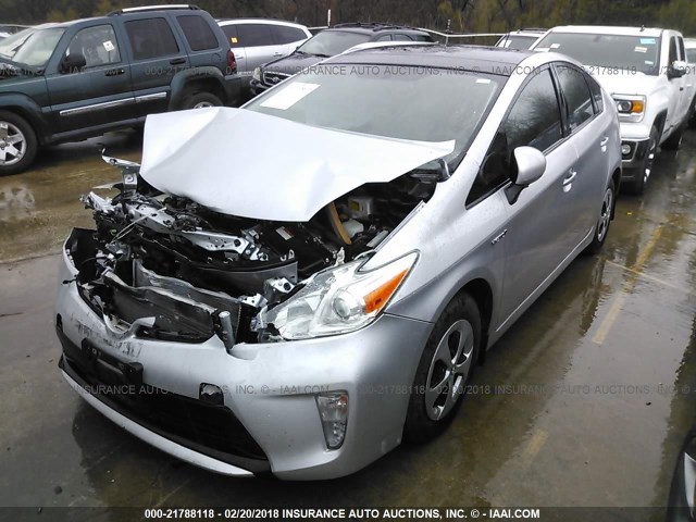 JTDKN3DU9D5552632 - 2013 TOYOTA PRIUS SILVER photo 2