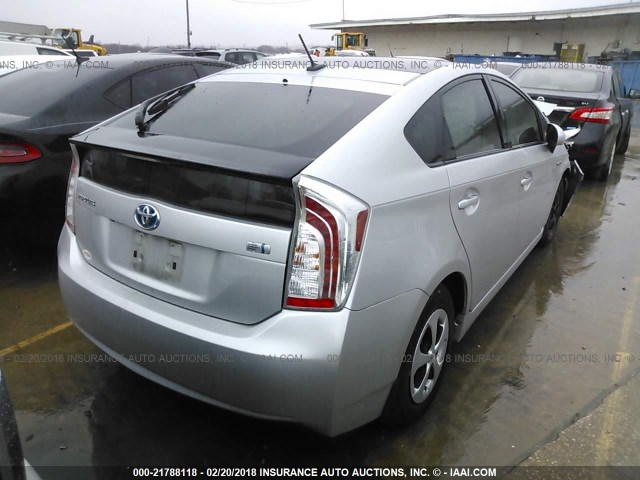 JTDKN3DU9D5552632 - 2013 TOYOTA PRIUS SILVER photo 4