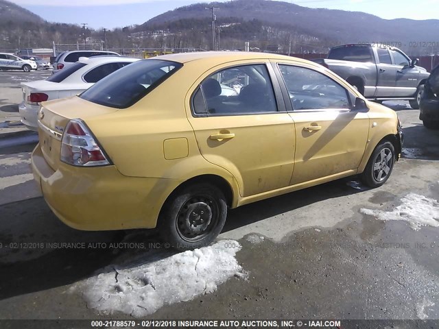 KL1TD56607B187899 - 2007 CHEVROLET AVEO LS YELLOW photo 4