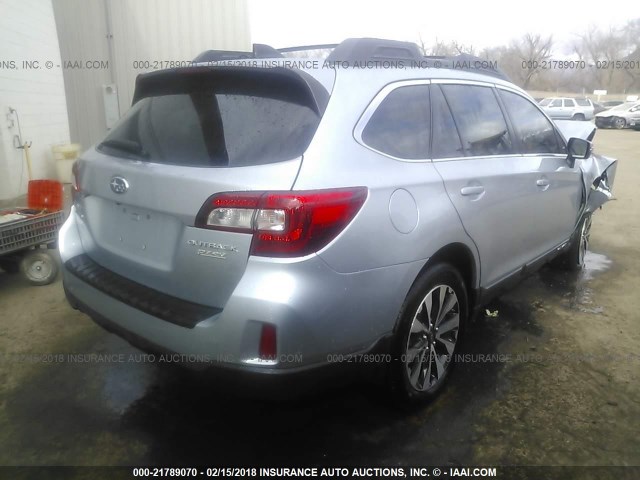 4S4BSALC9G3312126 - 2016 SUBARU OUTBACK 2.5I LIMITED SILVER photo 4