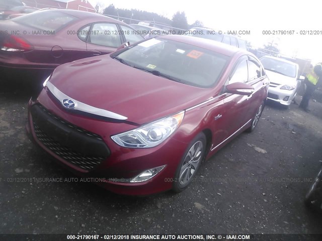 KMHEC4A4XDA098407 - 2013 HYUNDAI SONATA HYBRID RED photo 2