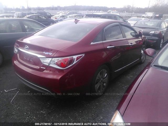 KMHEC4A4XDA098407 - 2013 HYUNDAI SONATA HYBRID RED photo 4