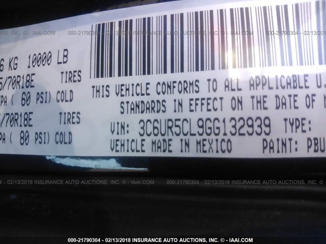 3C6UR5CL9GG132939 - 2016 RAM 2500 ST BLUE photo 9