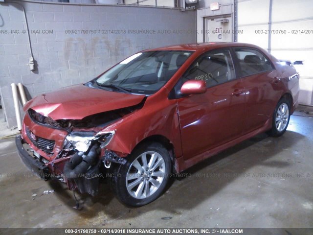 2T1BU4EE5AC348232 - 2010 TOYOTA COROLLA S/LE/XLE RED photo 2