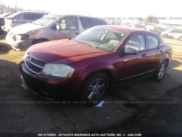 1B3LC56R18N597957 - 2008 DODGE AVENGER SXT RED photo 2