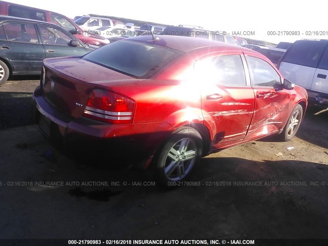 1B3LC56R18N597957 - 2008 DODGE AVENGER SXT RED photo 4